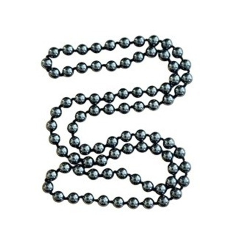 VTG Hematite Power Stone Necklace Metallic Knotted Smooth Round beads 32" 126g